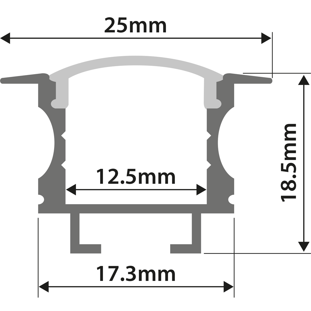 Aluminium LED Tape Profile - T Insert - 2m - AL2-F2520