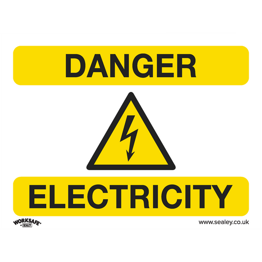 Warning Safety Sign - Danger Electricity - Rigid Plastic