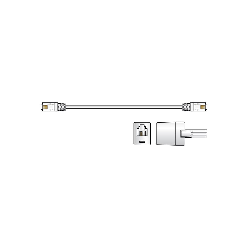 High Quality RJ11 Plug to Plug Modem Leads - with BT adaptor 3.0m