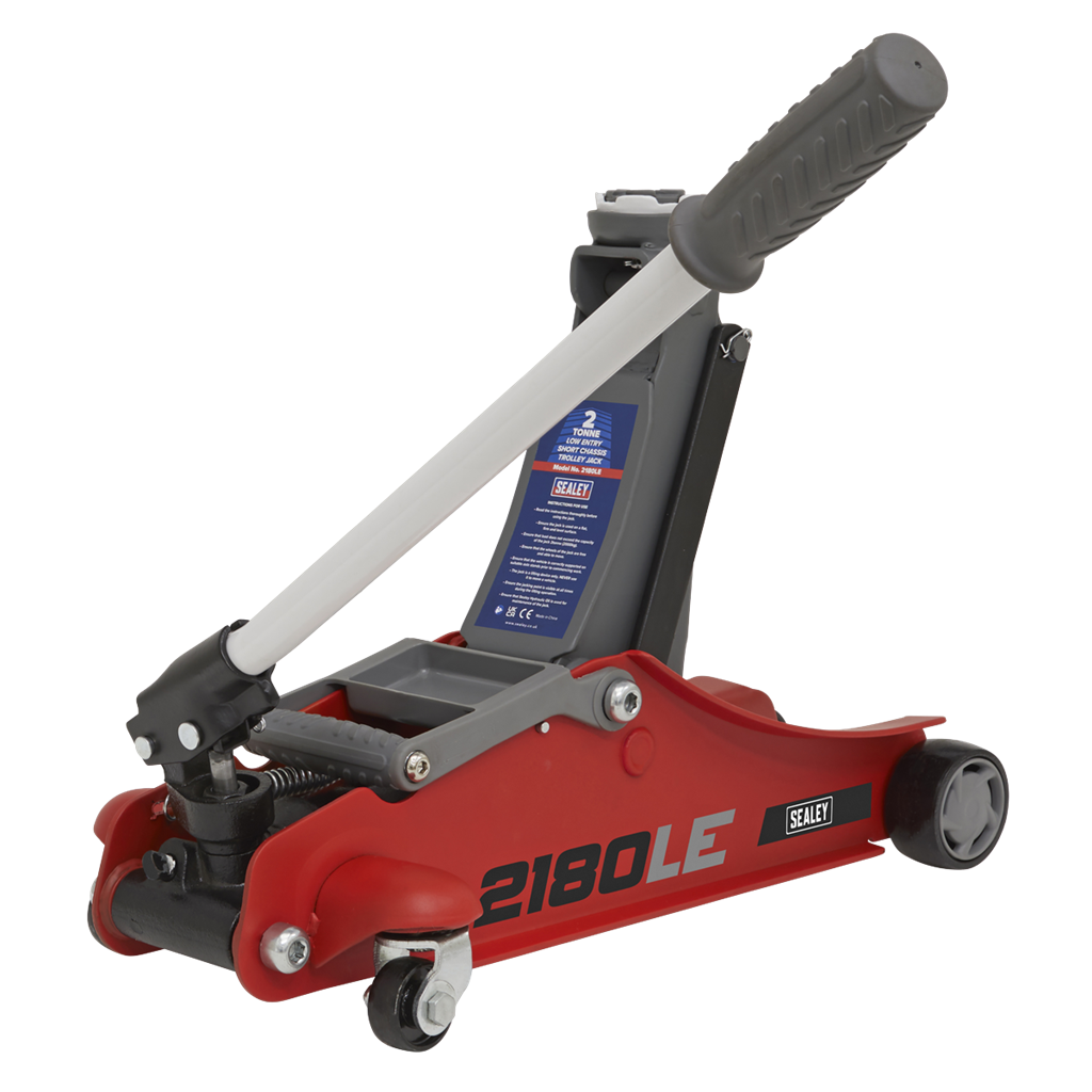 180&#176; Handle Trolley Jack 2 Tonne Low Profile Short Chassis - Red