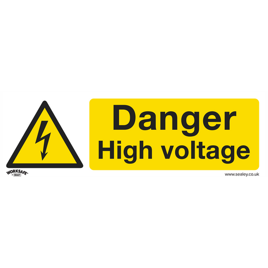 Warning Safety Sign - Danger High Voltage - Self-Adhesive Vinyl - Pack of 10