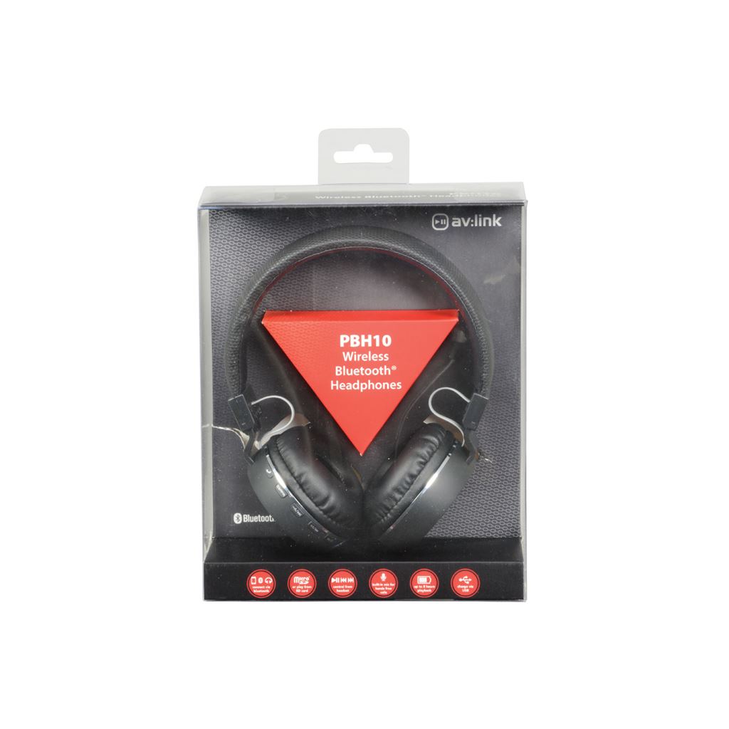 Wireless Bluetooth Headphones - Black - PBH10-BLK