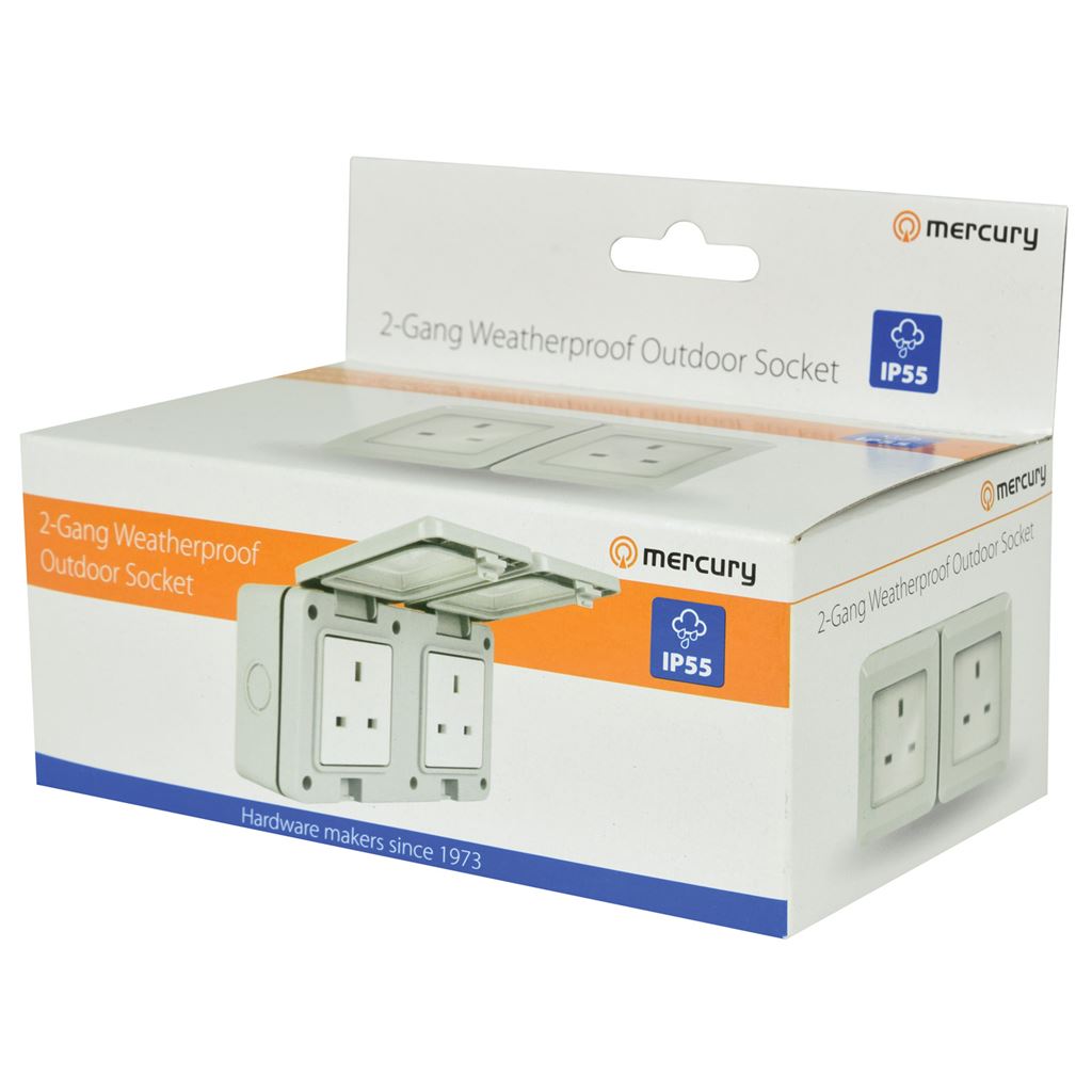 Weatherproof 2 Gang Outdoor Socket - IP55