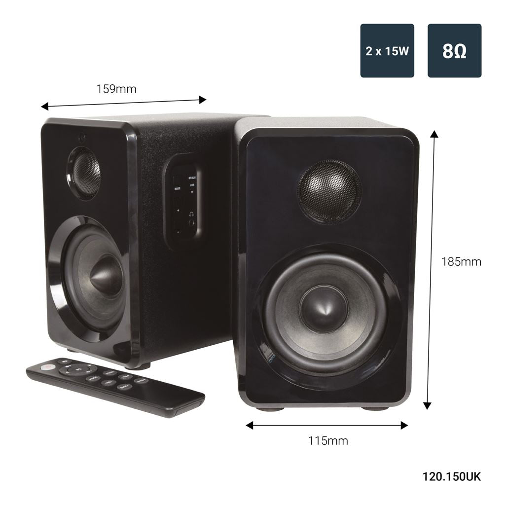 Active Bluetooth Bookshelf Speakers - Black - ABS35BLK