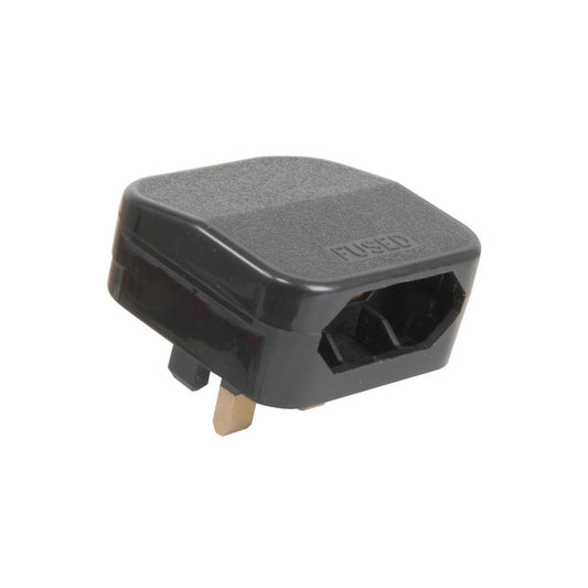 Fused European Converter Plug 5A Black - FCP plug- bulk - FCP5AB