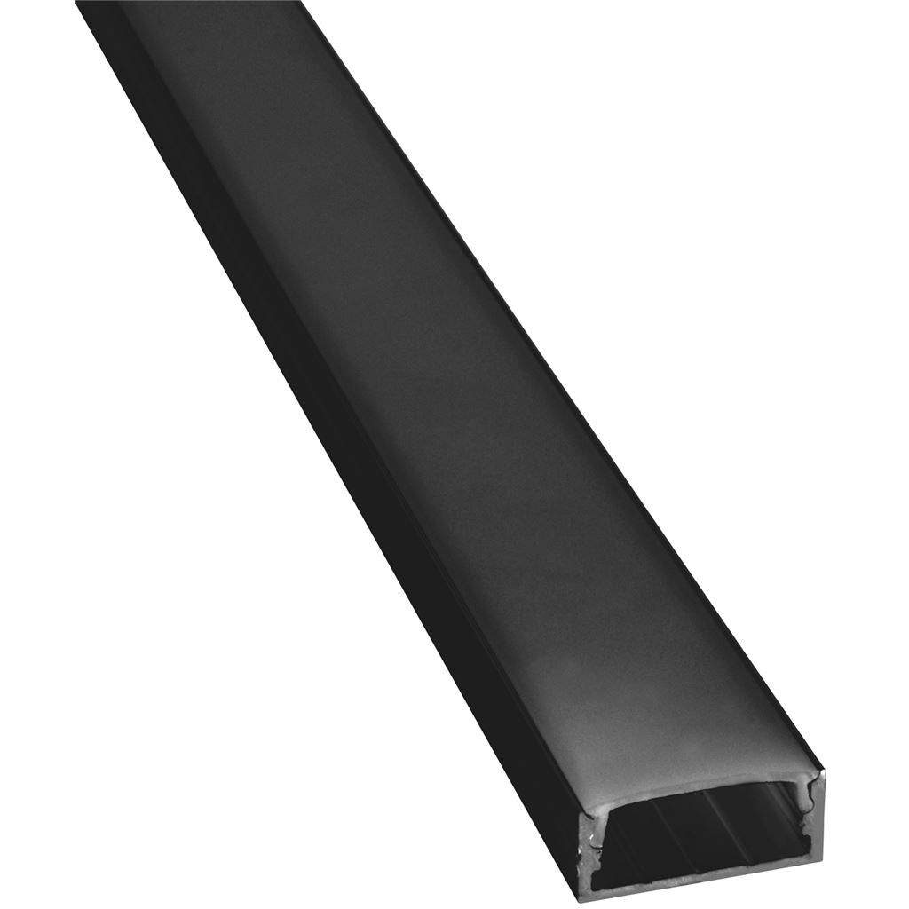 Aluminium LED Tape Profile Wide Crown Black - Blk 1m