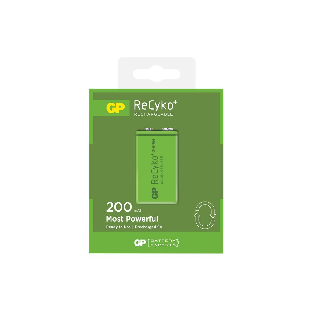 GP Recyko+ NiMH Rechargeable Batteries - 200 PP3 9V