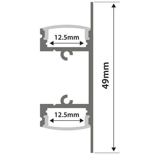 Aluminium LED Tape Profile - 2 Way Bar - 2-Way 1m - AL1-T4917