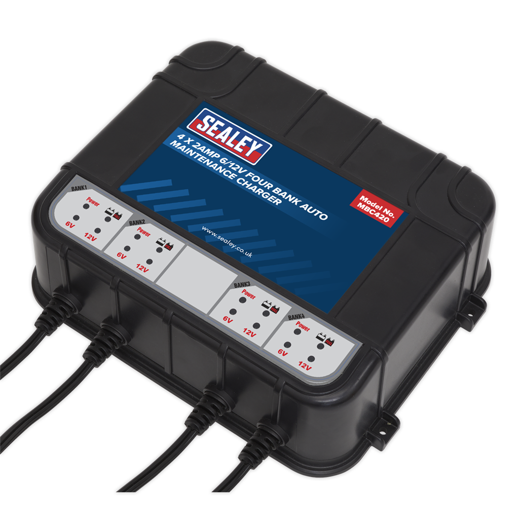 Four Bank 6/12V 8A (4 x 2A) Auto Maintenance Charger