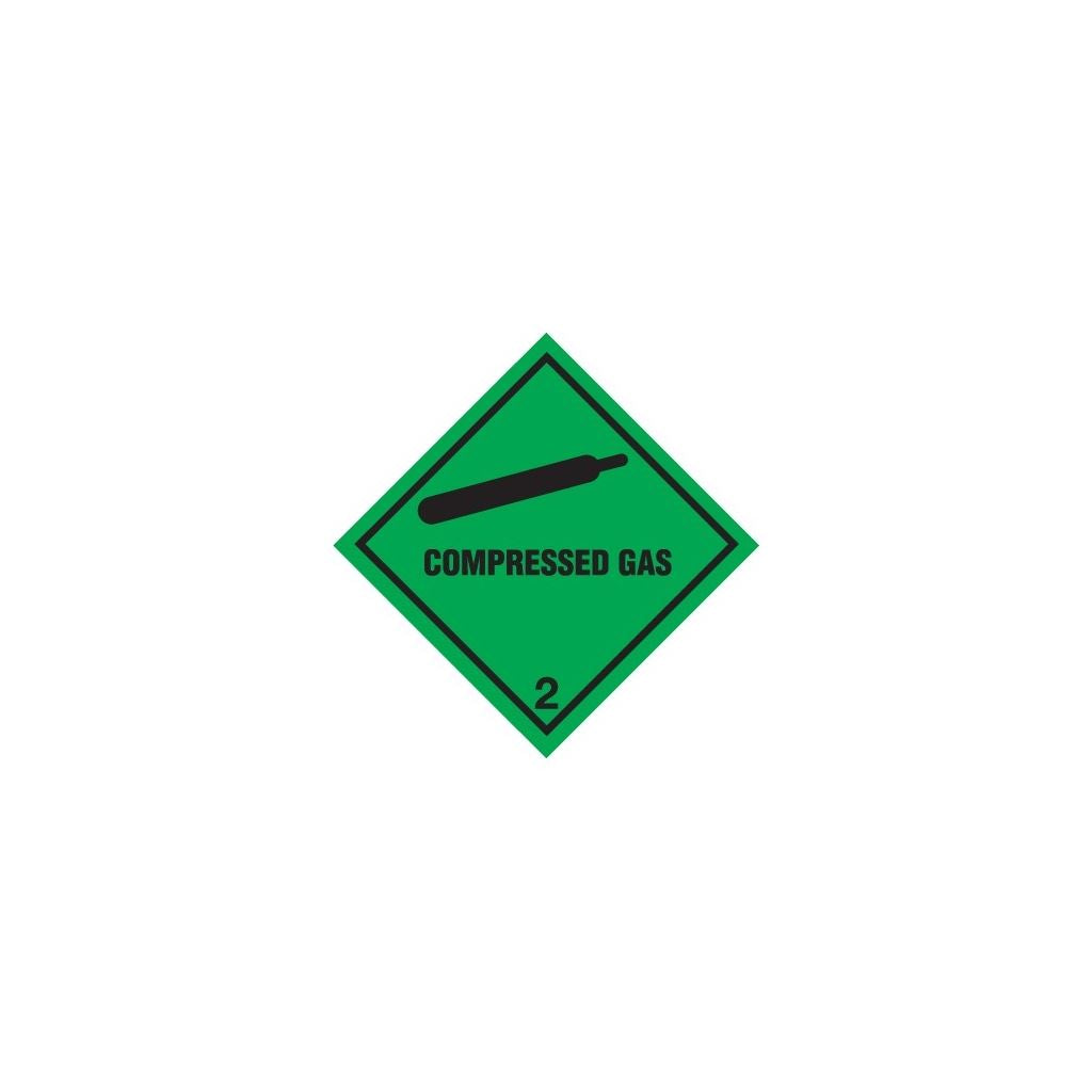 Class 2 Compressed Gas Warning Diamond - Self Adhesive Vinyl - 100mm x 100mm