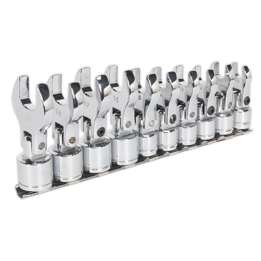 Flexible Crow&#39;s Foot Open-End Spanner Set 10pc 3/8"Sq Drive Metric