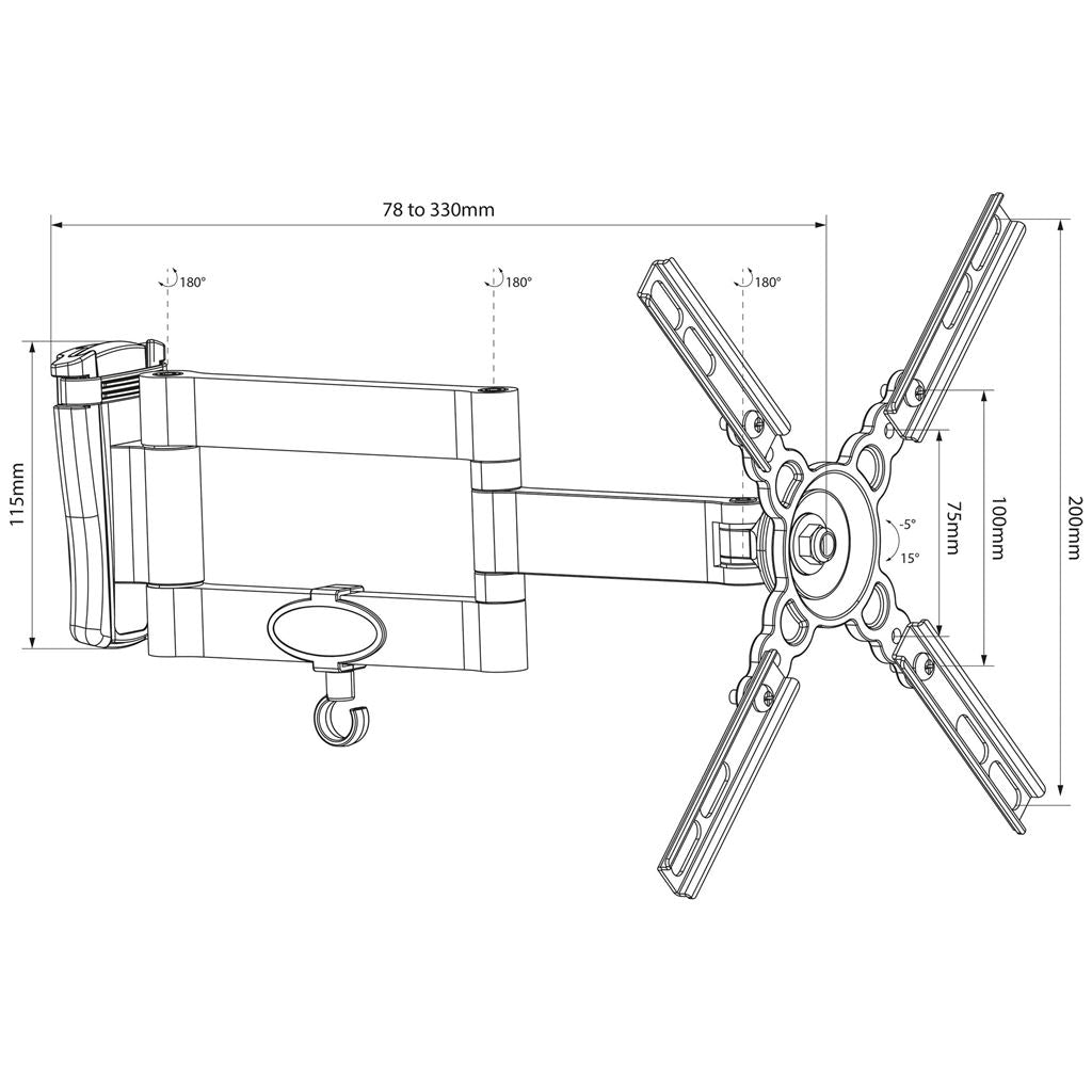 Double Arm Full Motion TV/Monitor Wall Mount Bracket - Compact 13" 40" - HQT201