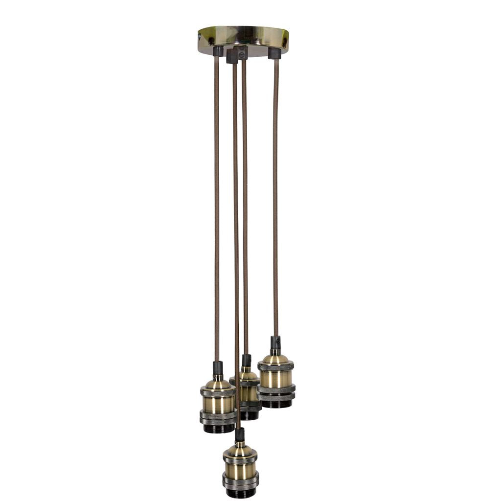 Quad E27 Pendant Cordsets - Antique Brass - 4P-E27-ABR