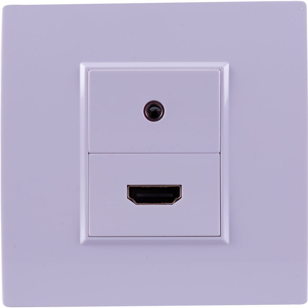 Wall Plate With 1 x 3.5mm Jack Feed Through Socket,  and 1 HDMI 2.0 Feed Through Socket