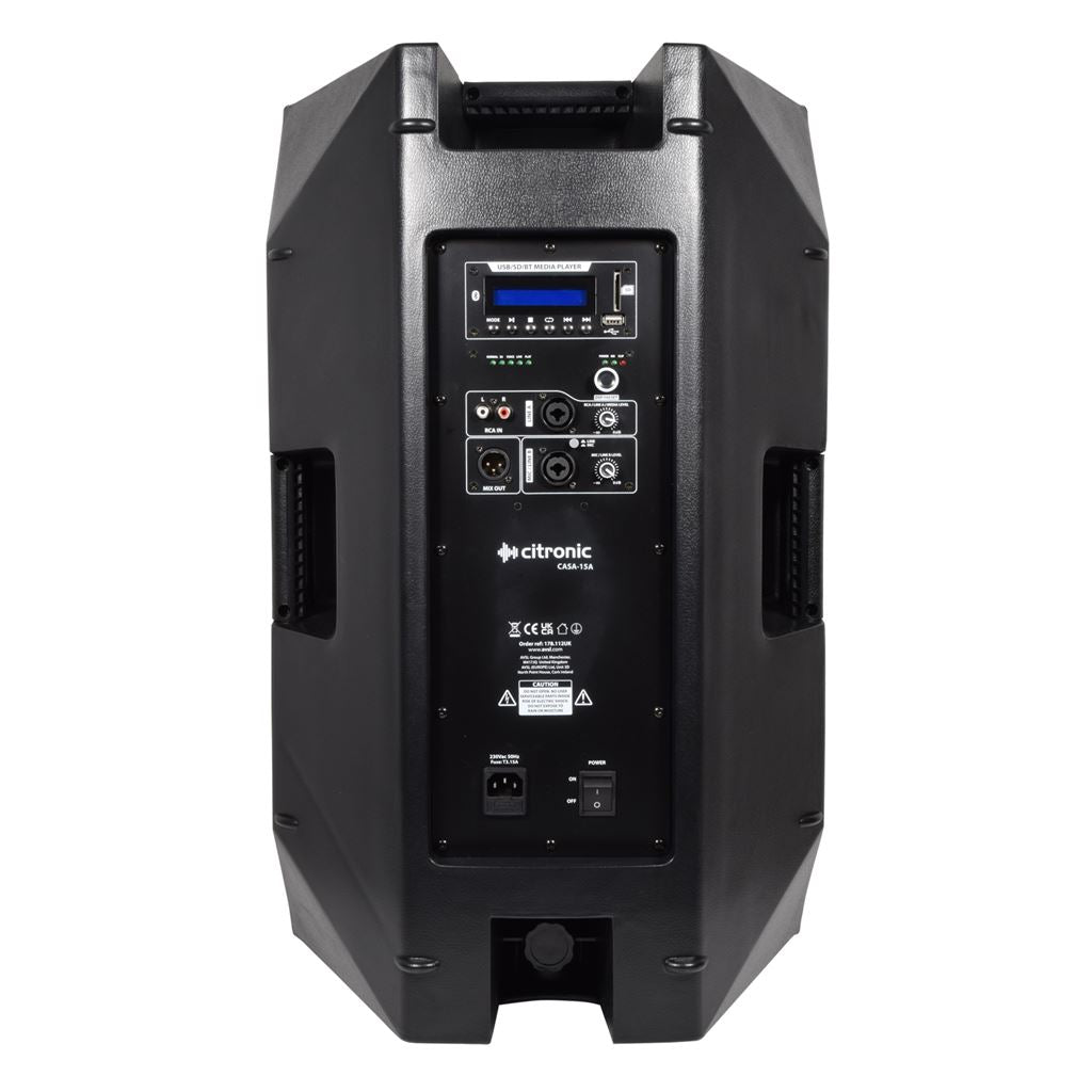 CASA Active PA Cabinets with DSP, USB/SD and Bluetooth - CASA-15A 15" 350W RMS + USB/SD/BT