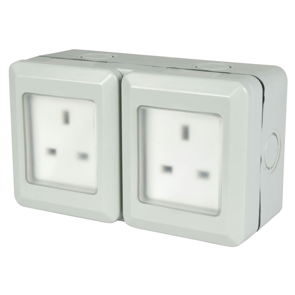 Weatherproof 2 Gang Outdoor Socket - IP55