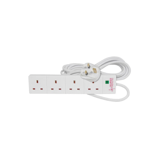 4 Gang Extension Lead with Surge Protection - UK 2.0m