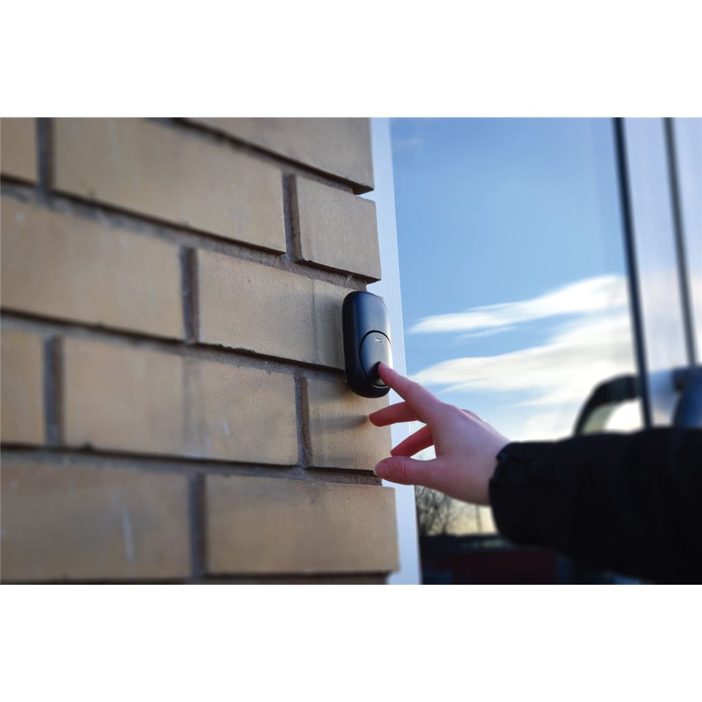 Wireless Plug-in Doorbell with LED Alert - Black