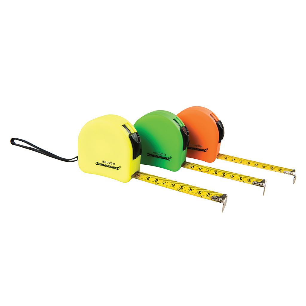 Silverline Hi-Vis Contour Tape Display Box - 18pce 8m / 26ft x 25mm