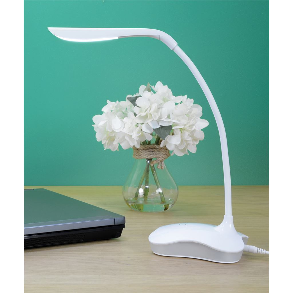 Touch Sensor LED USB Desk Lamp with Nightlight - White - USB-DW