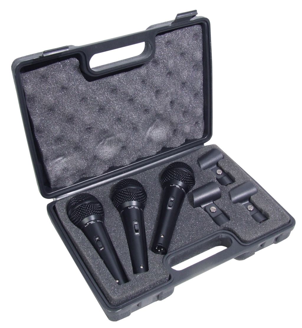 Soundlab Dynamic Professional Vocal Microphone Kit with 3 Microphones and Carry Case