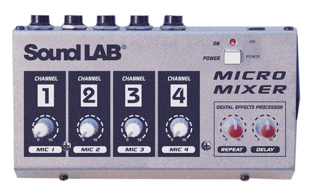 Soundlab 4 Channel Mono Microphone Mixer With Effects