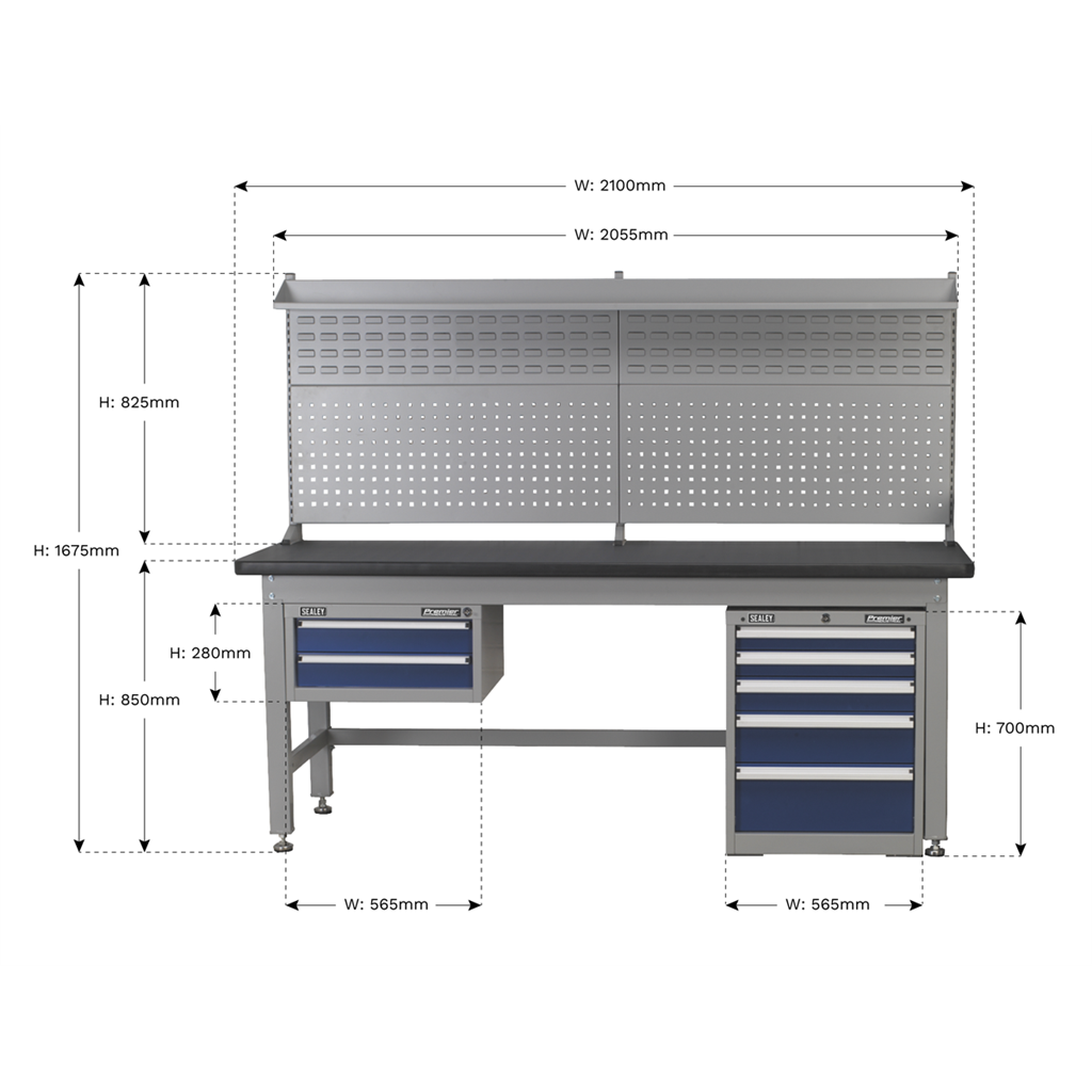 2.1m Complete Industrial Workstation & Cabinet Combo