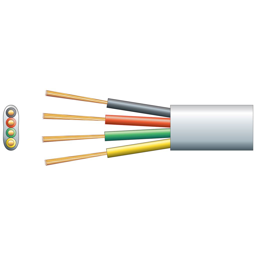 Flat Profile Telephone/Data Cable - Pure Copper - 4 core Tel/Data Cable, 4 x (7 x 0.15mm&#216;)