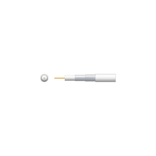 Economy RG6 75 Ohms Foam Filled Coaxial Cable - Aluminium Braid - Foamed PE with Aluminum 100m White