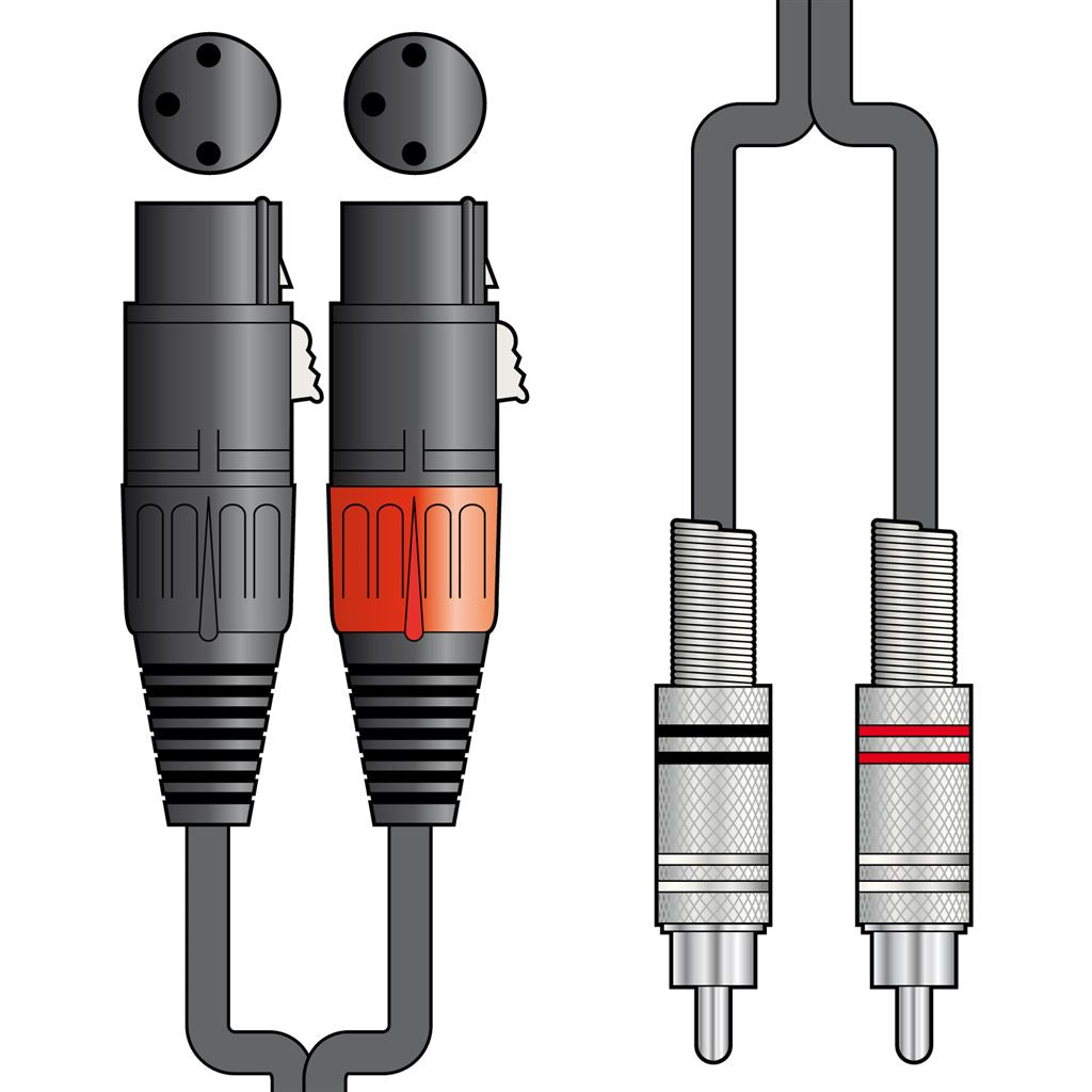 Classic Audio Leads 2 x XLR Female - 2 x RCA Plugs - 0.75m - 2R-2XF075