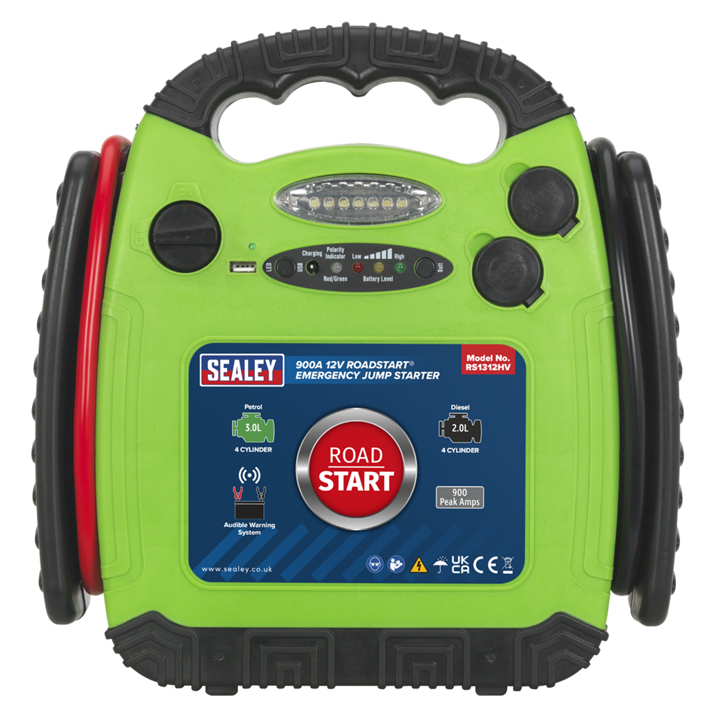 RoadStart&#174; Emergency Jump Starter 12V 900 Peak Amps Hi-Vis Green