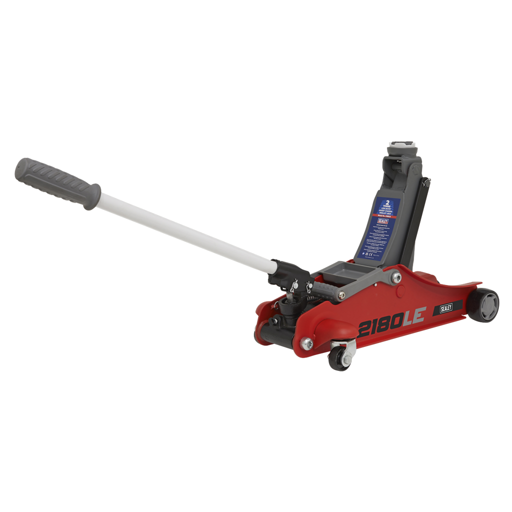 180&#176; Handle Trolley Jack 2 Tonne Low Profile Short Chassis - Red