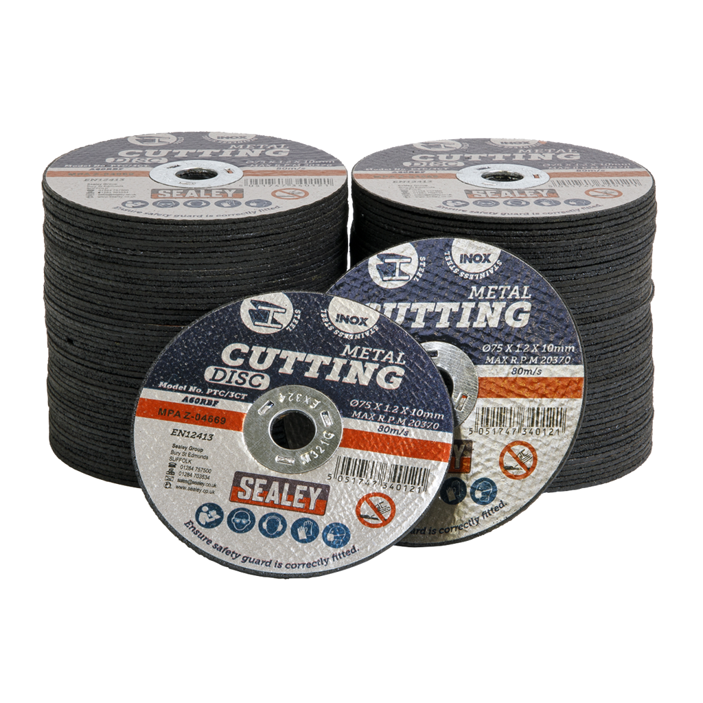 Cutting Disc Pack of 100 &#216;75 x 1.2mm &#216;10mm Bore