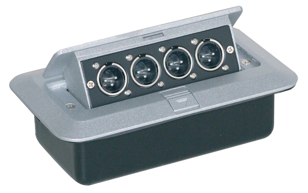 Pop-up AV Combination Plate with 4 x XLR Chassis Plugs