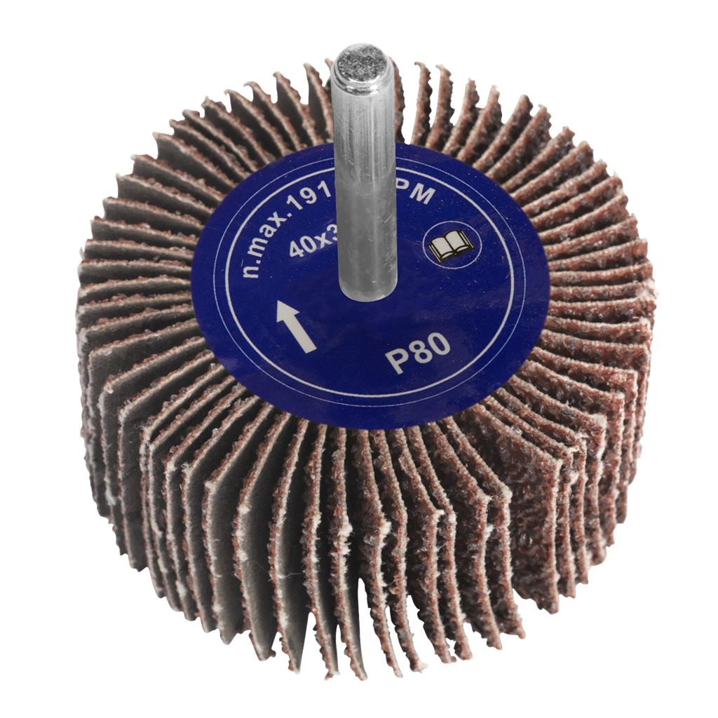Flap Wheel &#216;40 x 30mm 80Grit 6mm Shaft