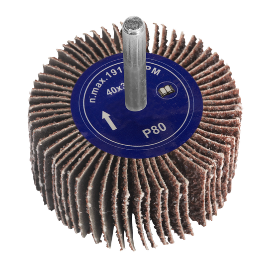 Flap Wheel &#216;40 x 30mm 80Grit 6mm Shaft