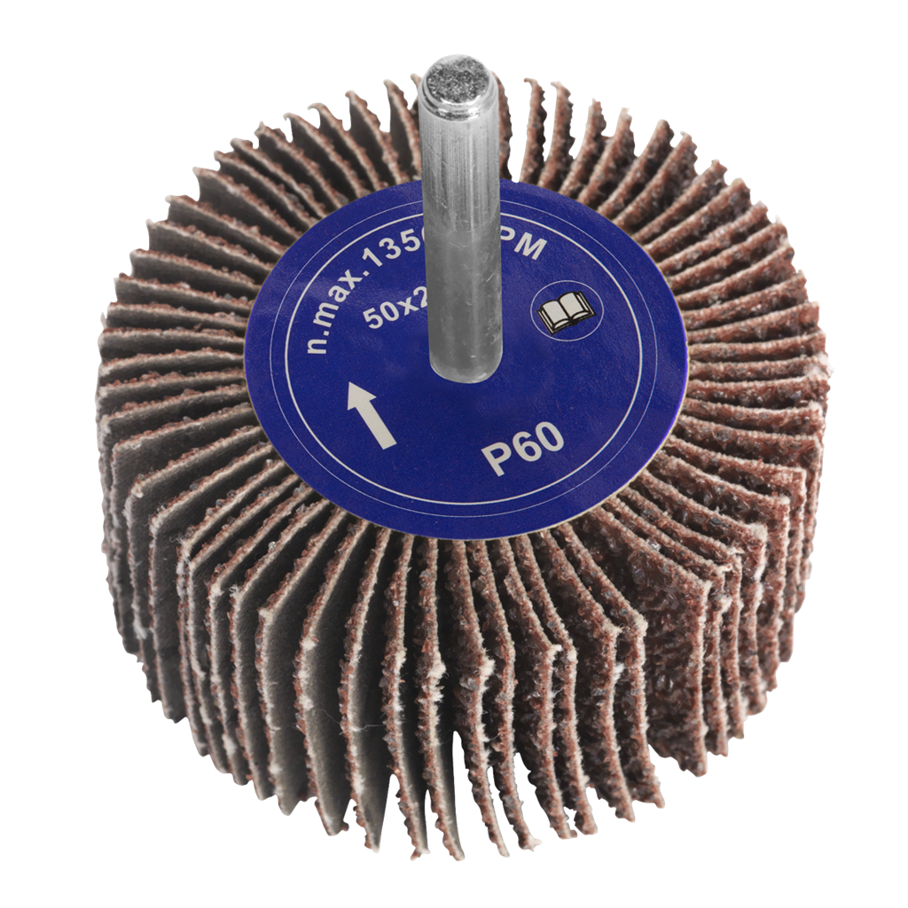 Flap Wheel &#216;50 x 25mm 60Grit 6mm Shaft