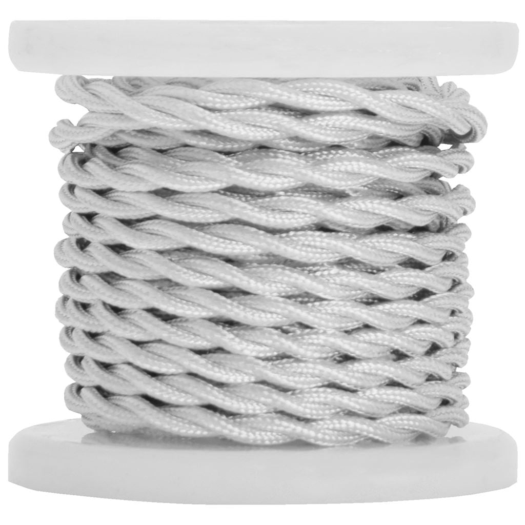 Decorative Braided 2 Core Mains Cable - 2-Core White 5M - B2WWh-5