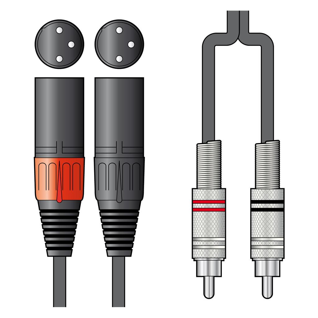 Classic Audio Leads 2 x RCA Plugs - 2 x XLR Male - 0.75m - 2R-2XM075