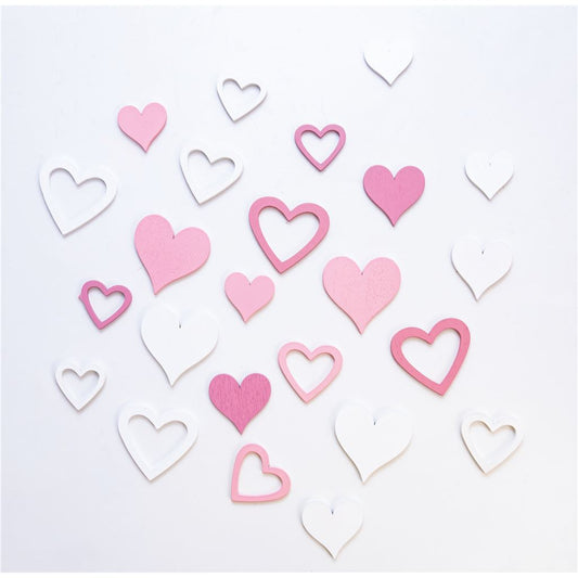 Wooden Hearts Table Confetti - Pack of 24