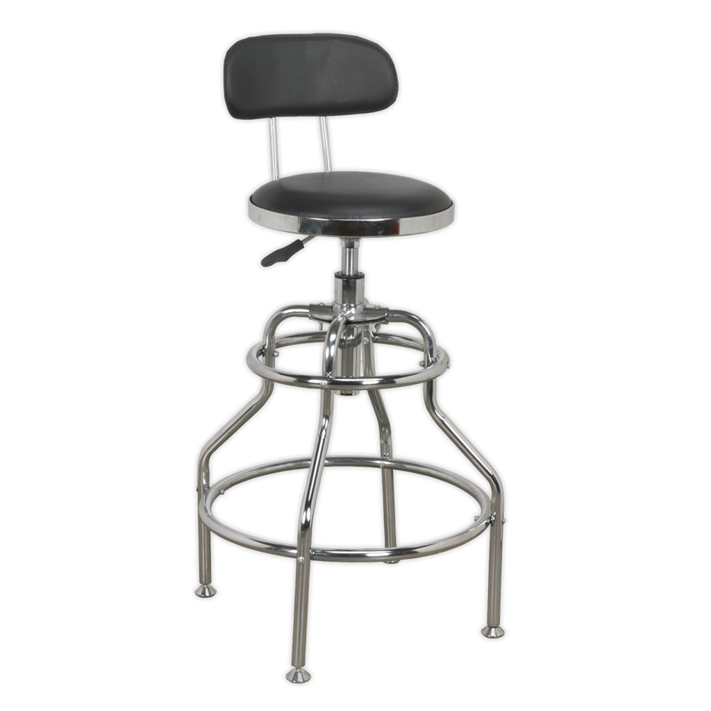 Workshop Stool Pneumatic with Adjustable Height Swivel Seat & Back Rest