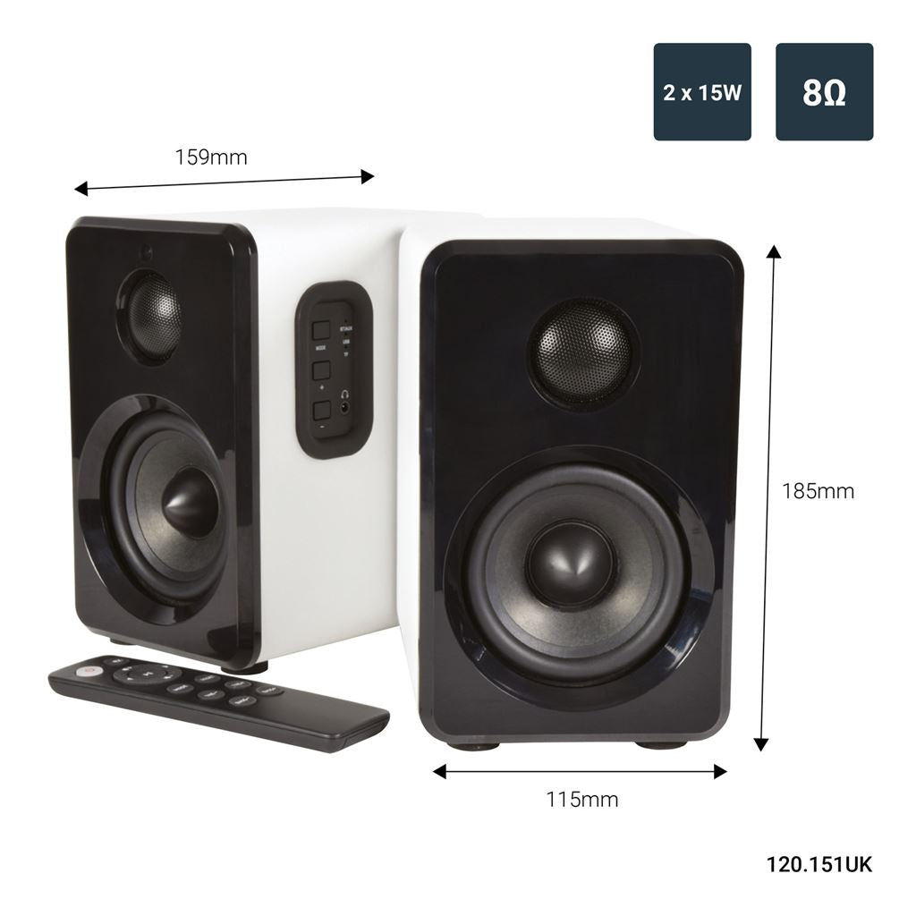 Active Bluetooth Bookshelf Speakers - White - ABS35WHT