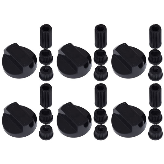 Universal Cooker Oven Grill Control Knobs And Adaptors Black Fits All Gas Electric x 6