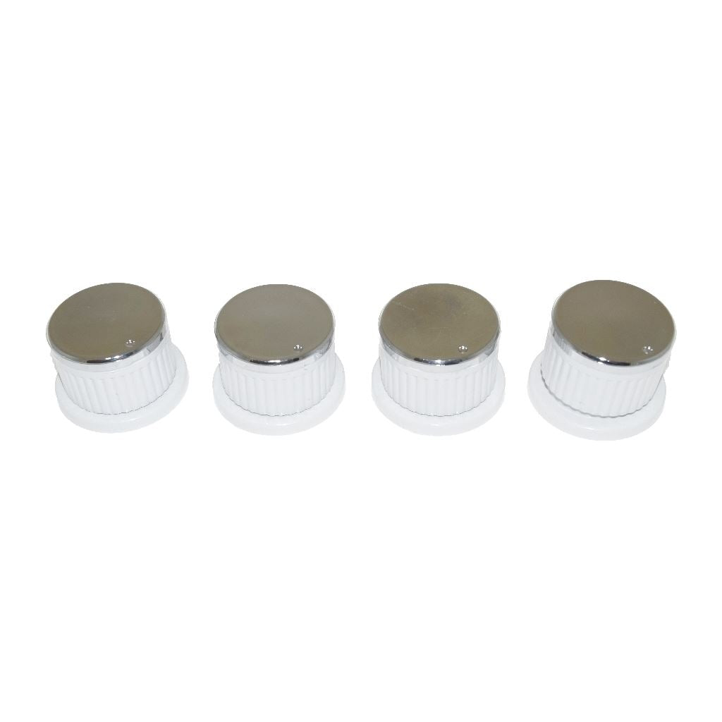 Universal Oven Cooker Hob Knob Dial Pack of 4 White/Silver