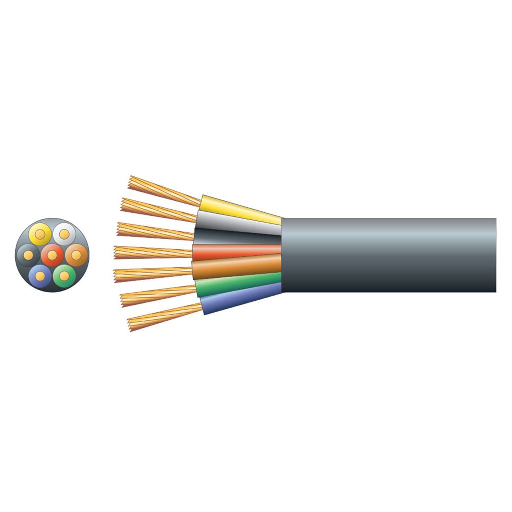 Lighting/Trailer Cable Round 7 Core - Bare Copper - Cable, x (22 x 0.2mm&#216;) Black 100m