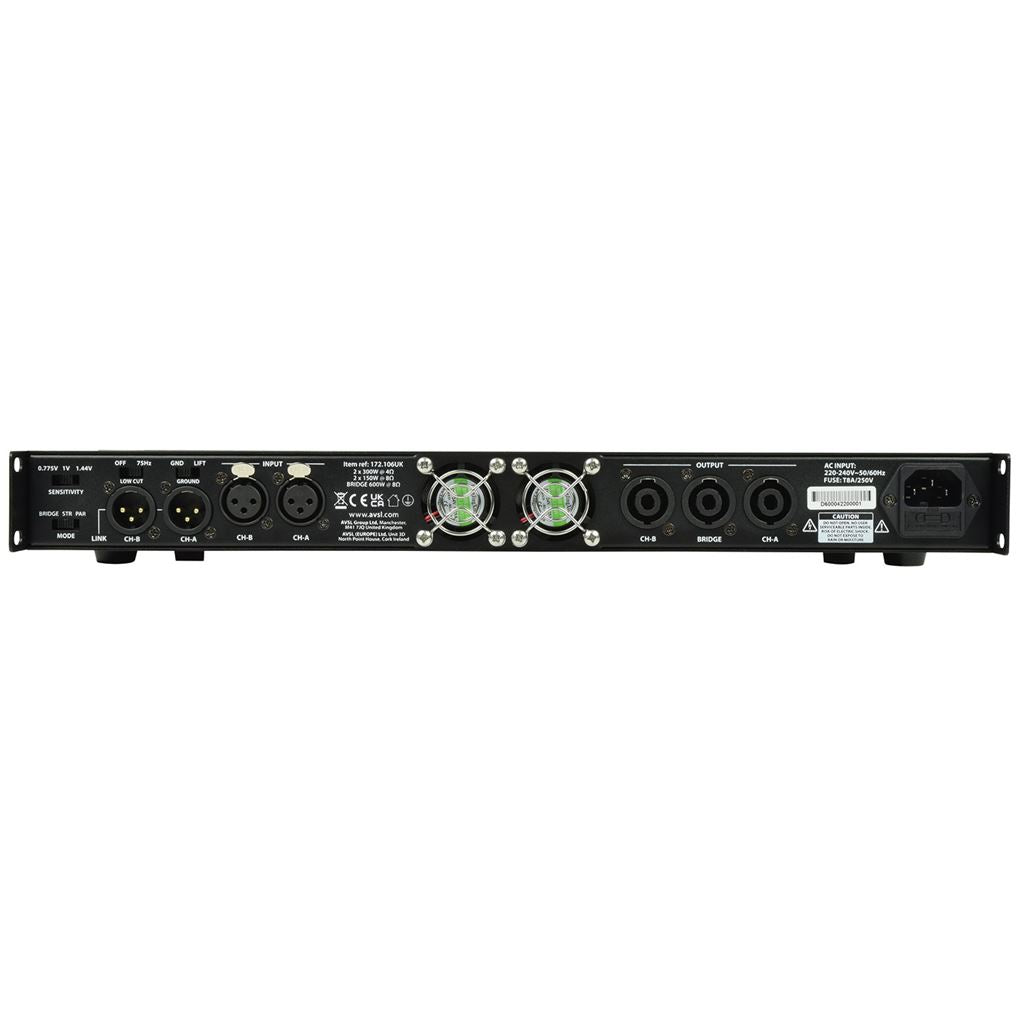 D-Series Class-D Power Amplifiers - D600 2 x 300Wrms