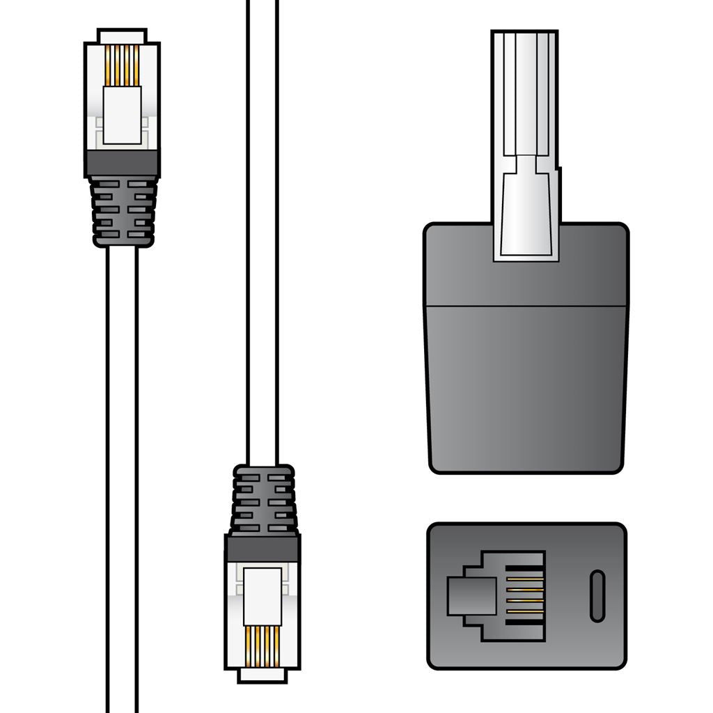 High Quality RJ11 Plug to Plug Modem Leads - with BT adaptor 3.0m