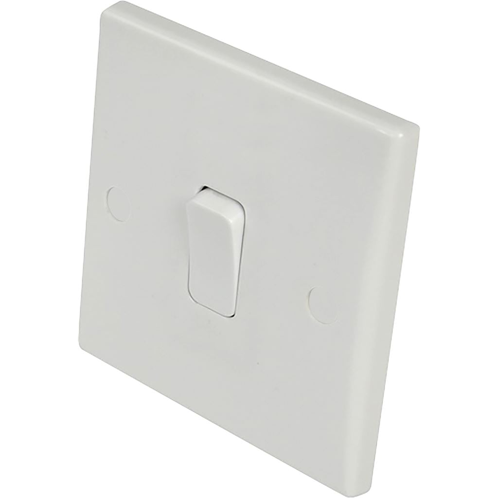 2 Way Single Gang Light Switch Curved Edge 10A