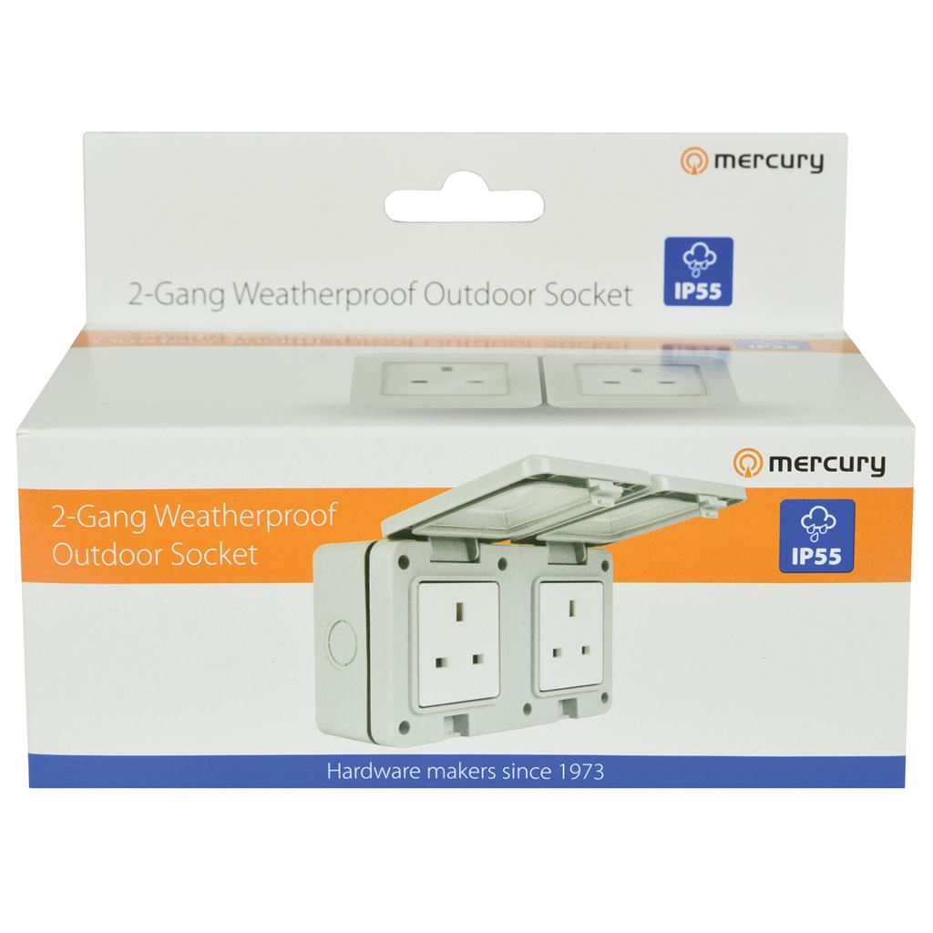 Weatherproof 2 Gang Outdoor Socket - IP55