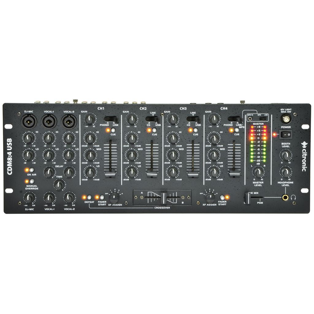 4 Channel 19" DJ Mixer - CDM8:4 USB 14 - INPUT RACK